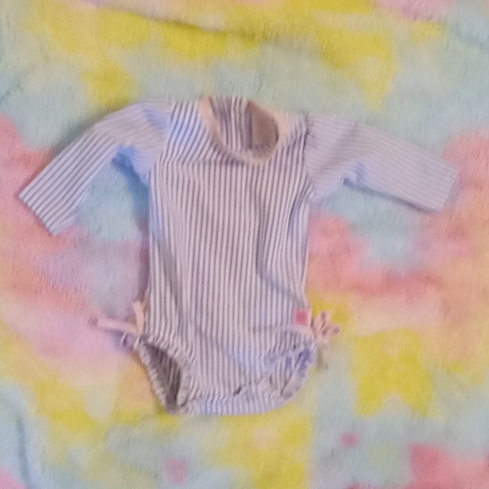 Blue and White Striped Bodysuit with Classic Tank Design